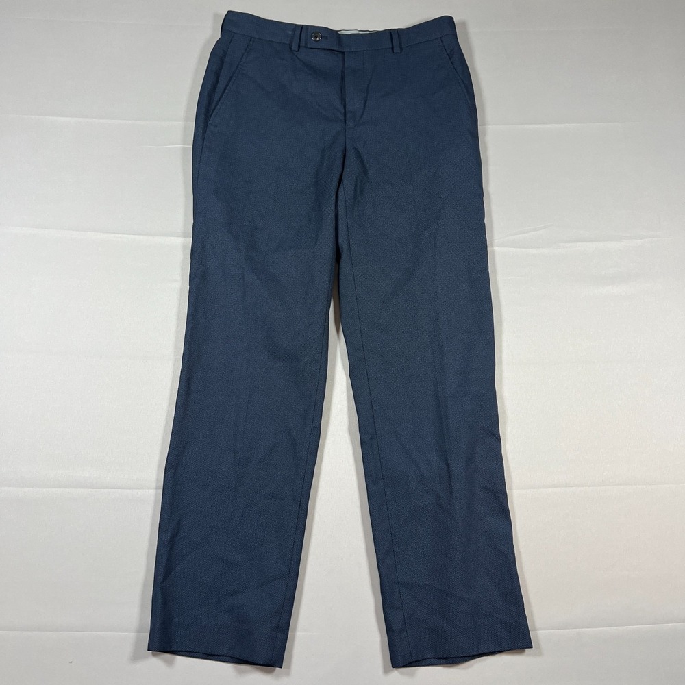 Van Heusen Dress Pants Mens 30X30 Blue Check Straight‎ Leg Low Rise Office Wear